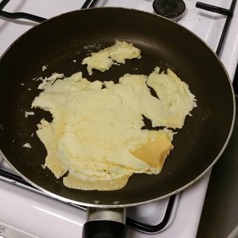 Mislukte pannenkoek. Bron: Instagram Mislukte pannenkoek. Bron: Instagram