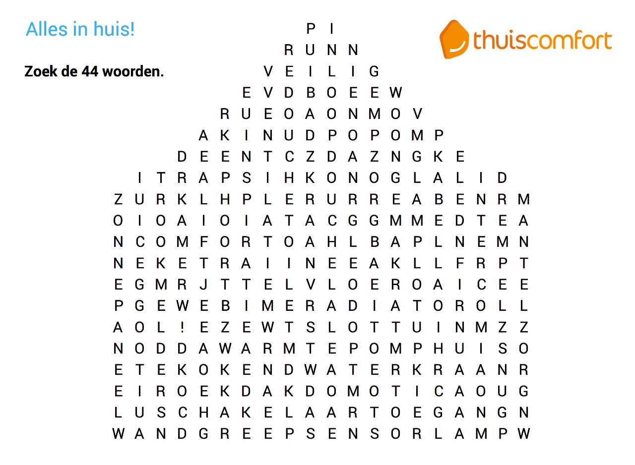 Woordzoeker Thuiscomfort