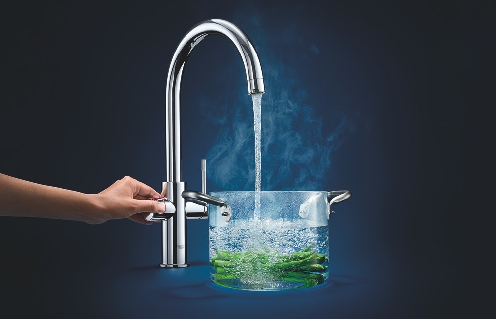 Met de GROHE Red kokendwaterkraan blancheert u met gemak uw groenten Met de GROHE Red kokendwaterkraan blancheert u met gemak uw groenten