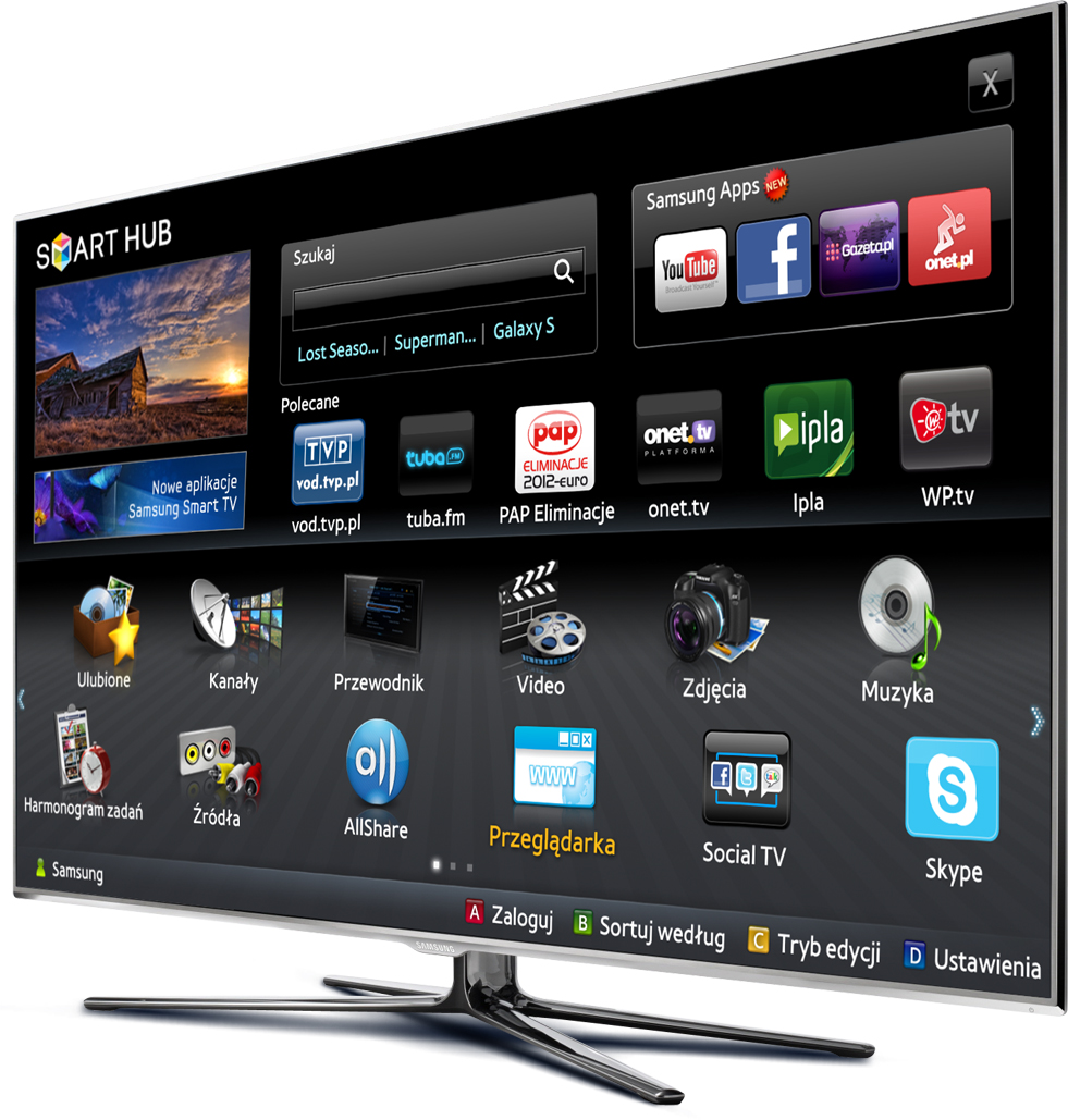 Voorbeeld van een slimme televisie Televisie met internetverbinding