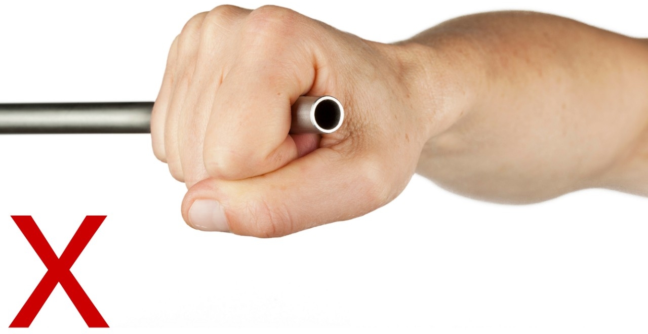 Een te dunne diameter biedt te weinig grip. Een te dunne diameter biedt te weinig grip.