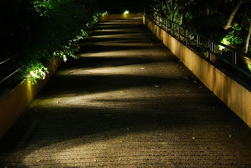 Routeverlichting op een tuinpad. Routeverlichting op een tuinpad.