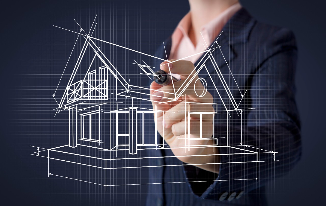 Schematische weergave van het ontwerp van een woning Schematische weergave van het ontwerp van een woning