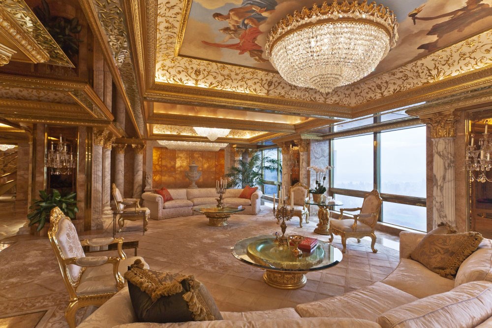 Woonkamer van de familie Trump Woonkamer van de familie Trump