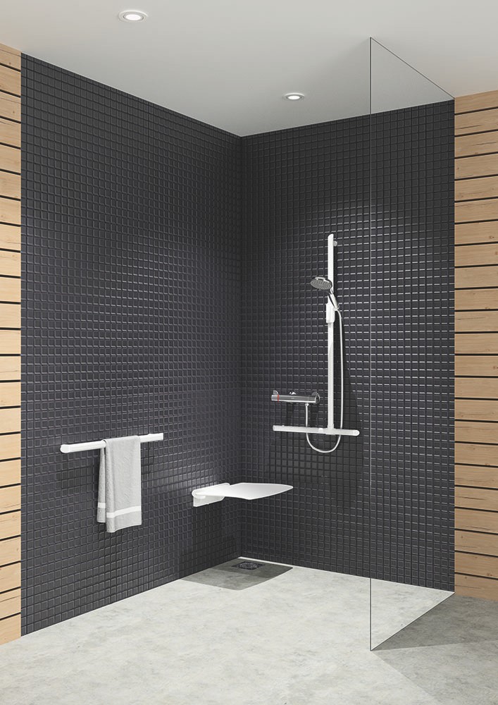 Douchezitje en handgreep uit het Be-Line assortiment Douchezitje en handgreep uit het Be-Line assortiment