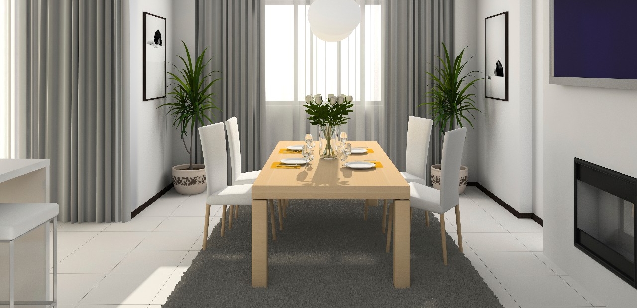 Losliggend kleed onder de eetkamertafel Losliggend kleed onder de eetkamertafel
