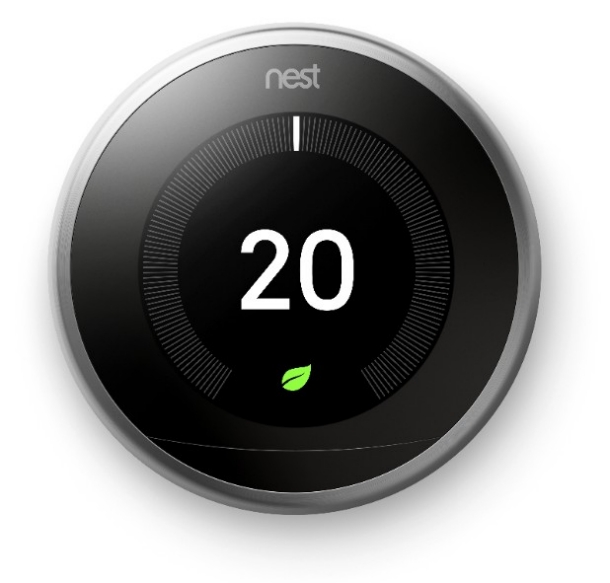 Nest slimme thermostaat met zwart bedieningspaneel Nest slimme thermostaat met zwart bedieningspaneel