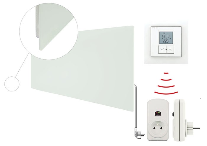 De DRL E-Comfort WIST infraroodpanelen communiceren met een thermostaat De DRL E-Comfort WIST infraroodpanelen communiceren met een thermostaat